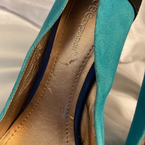 BCBGeneration Blue/Teal/Black colorblock platform heels size 10B/40 - Picture 7 of 11